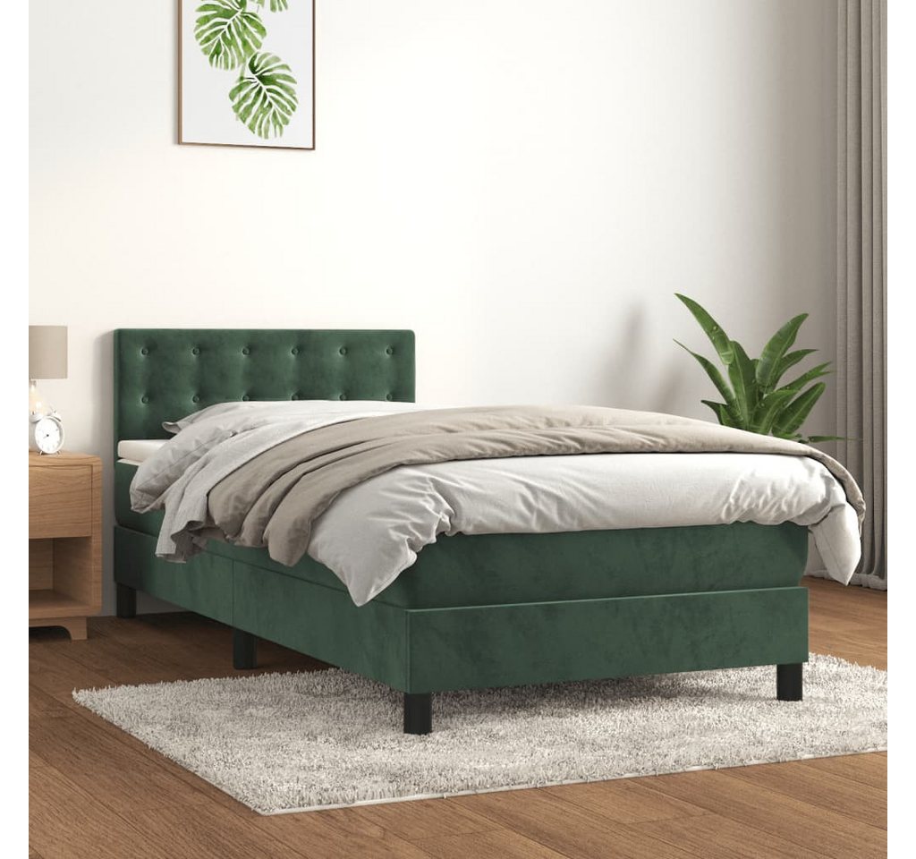 vidaXL Boxspringbett Bett Boxspringbett mit Matratze Samt (90 x 190 cm, Grü günstig online kaufen