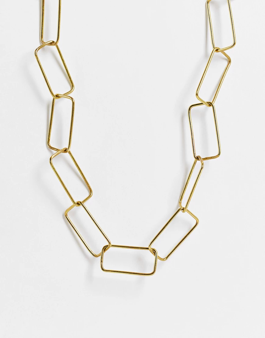 People Tree – Handgefertigte, rechteckige Halskette aus Goldmessing-Kupfer günstig online kaufen