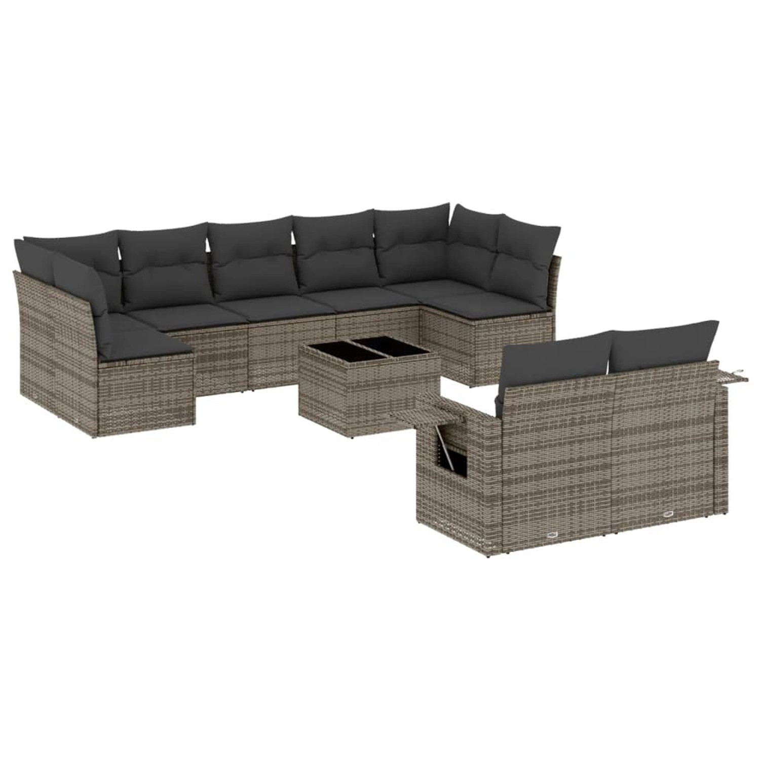 vidaXL 10-Tlg Garten-Sofagarnitur mit Kissen Grau Poly Rattan 3220629 günstig online kaufen