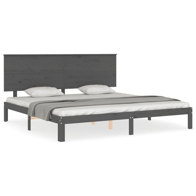 vidaXL Bett Massivholzbett mit Kopfteil Grau 200x200 cm günstig online kaufen