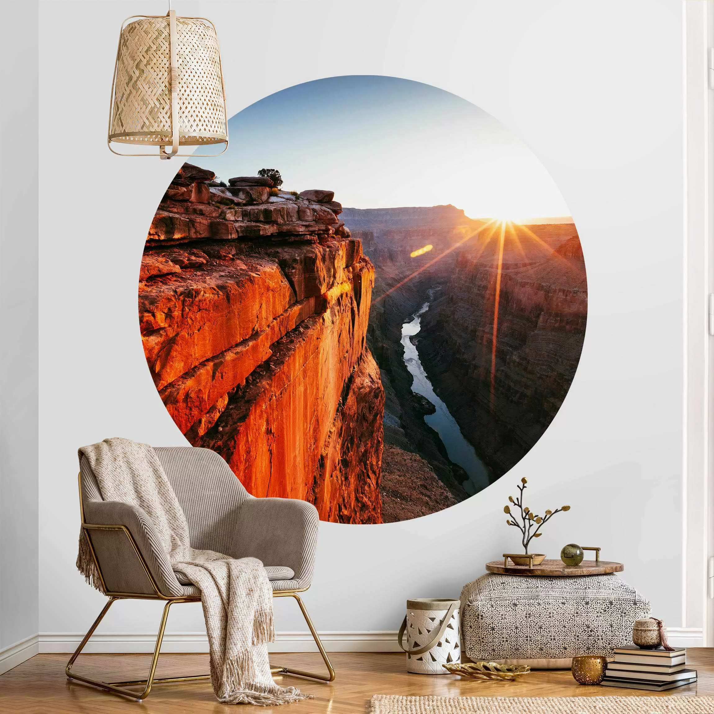 Runde Tapete selbstklebend Sonne im Grand Canyon günstig online kaufen