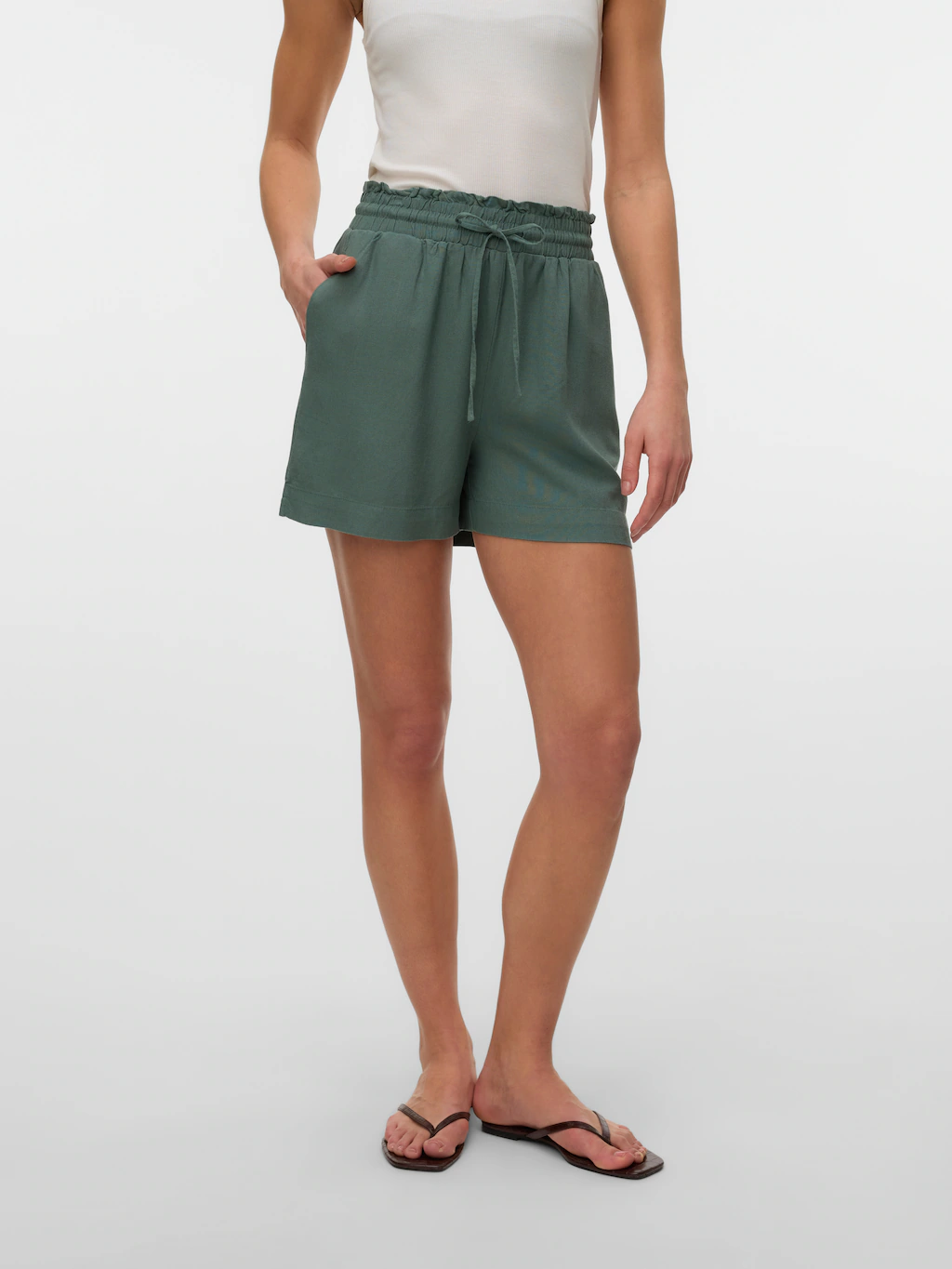 Vero Moda Shorts "VMMYMILO HW PAPERBAG SHORTS WVN GA", mit Leinen günstig online kaufen