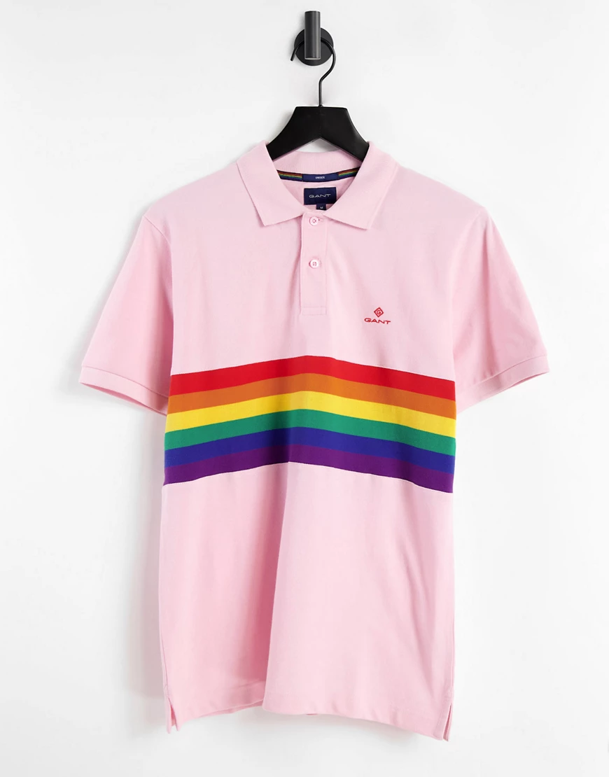 GANT – Pride Capsule – Polohemd aus Pikee in California-Rosa mit Regenbogen günstig online kaufen