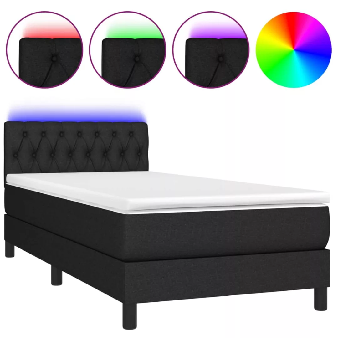 Vidaxl Boxspringbett Mit Matratze & Led Schwarz 100x200 Cm Stoff günstig online kaufen