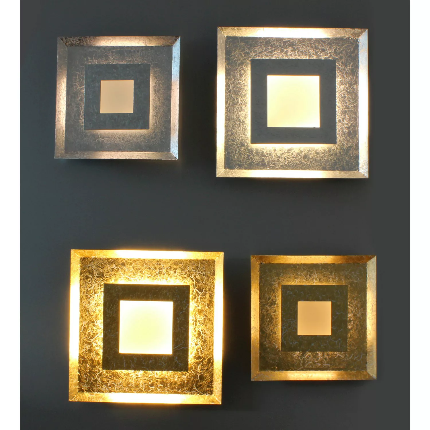 Luce Design LED-Wandleuchte Window Gold 39 cm x 39 cm günstig online kaufen