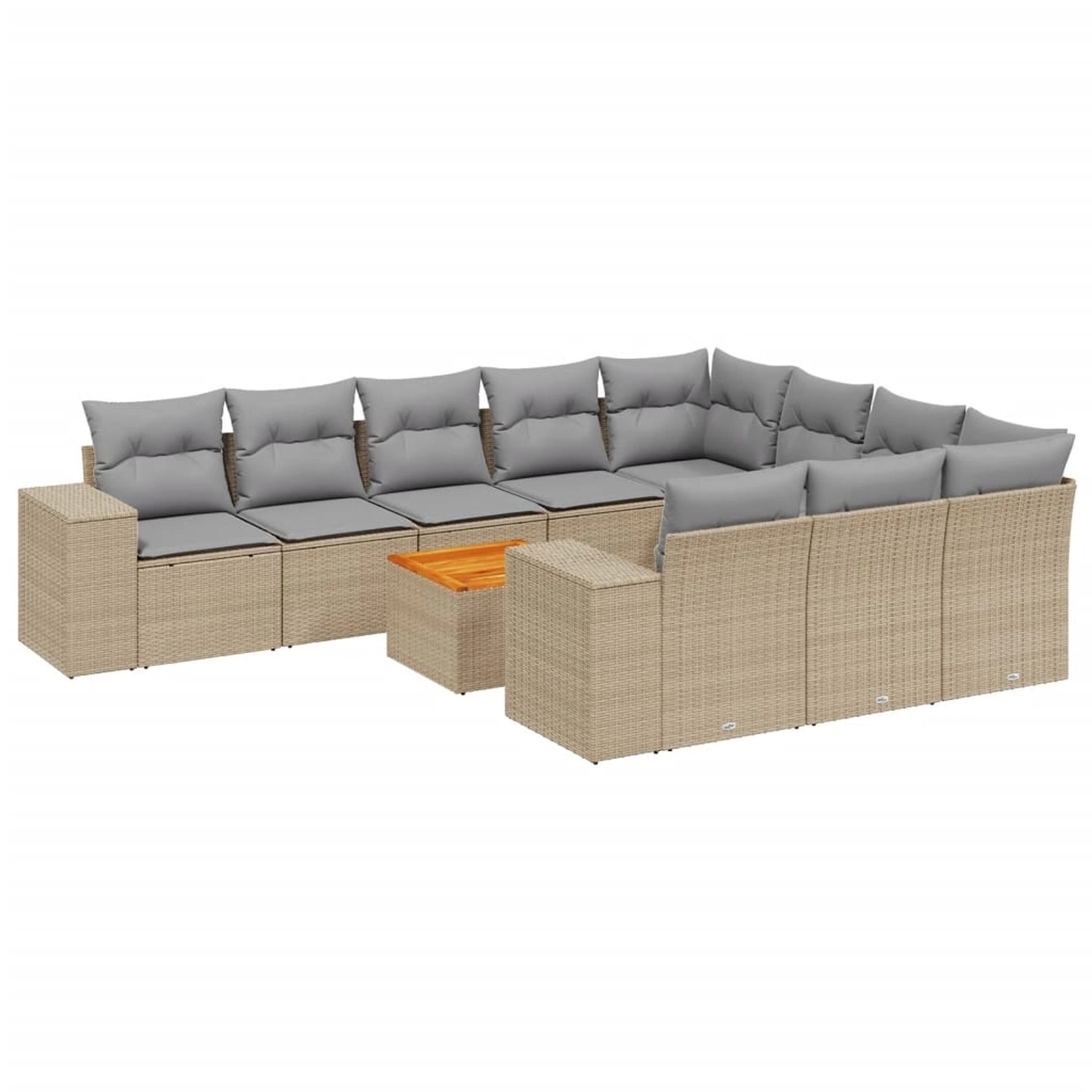 vidaXL 11-Tlg Garten-Sofagarnitur mit Kissen Beige Poly Rattan 3257956 günstig online kaufen