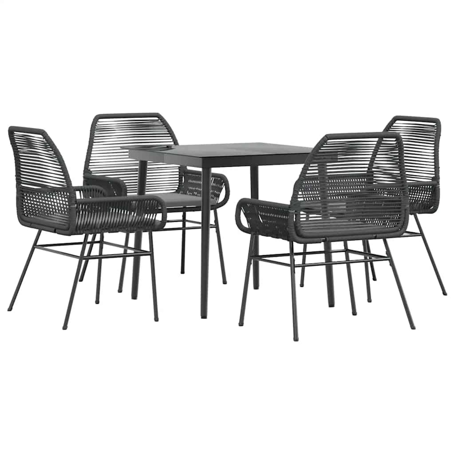 vidaXL 5-Tlg Garten-Essgruppe mit Kissen Schwarz Poly Rattan Glas 3334465 günstig online kaufen