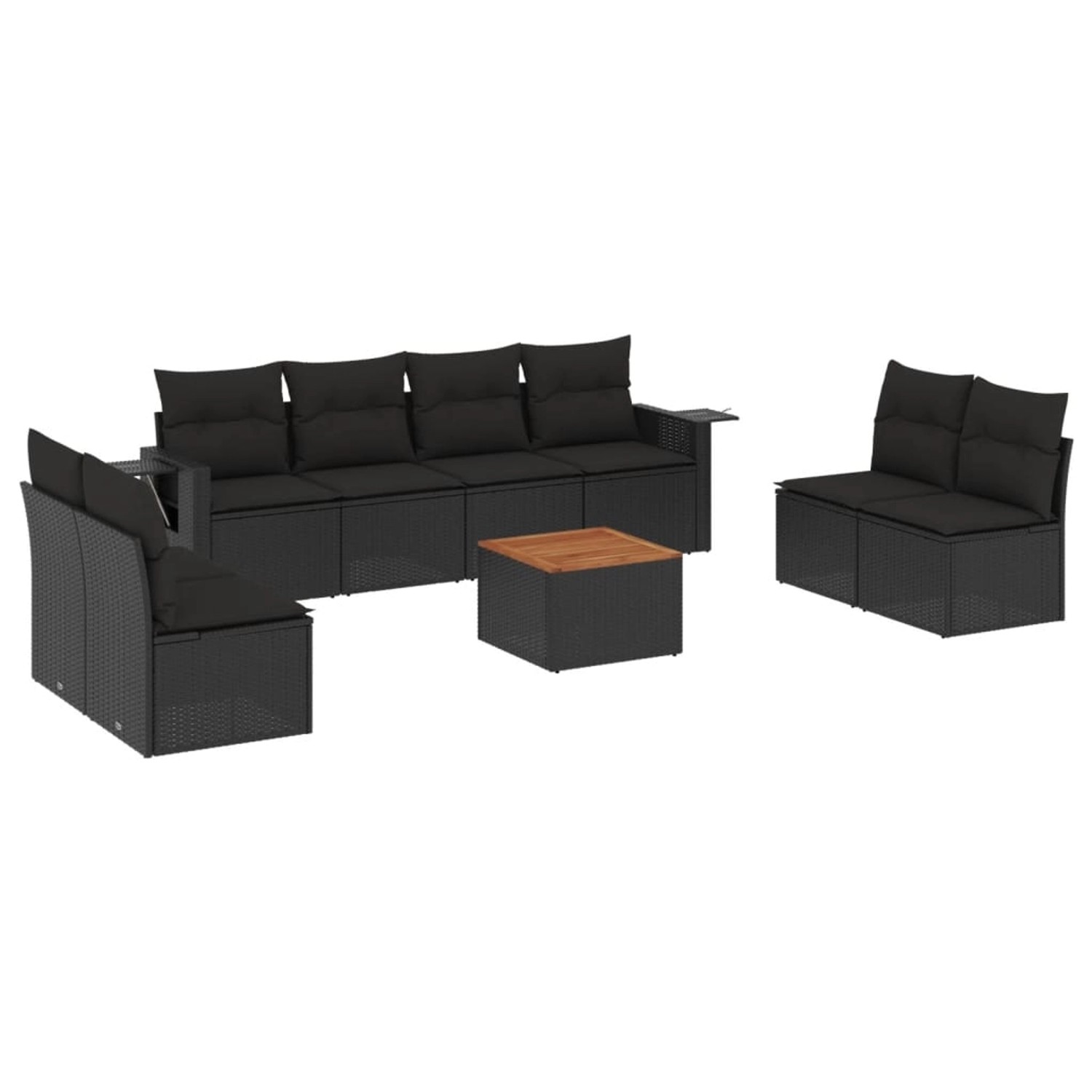 vidaXL 9-Tlg Garten-Sofagarnitur mit Kissen Schwarz Poly Rattan 3256853 günstig online kaufen