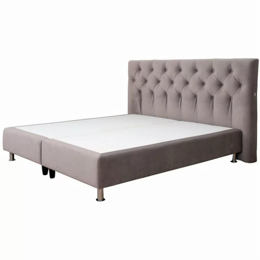 Boxspringbett Terra Home Boxspringbett Chesterfield grau, 180x200 cm, H2/H3 günstig online kaufen