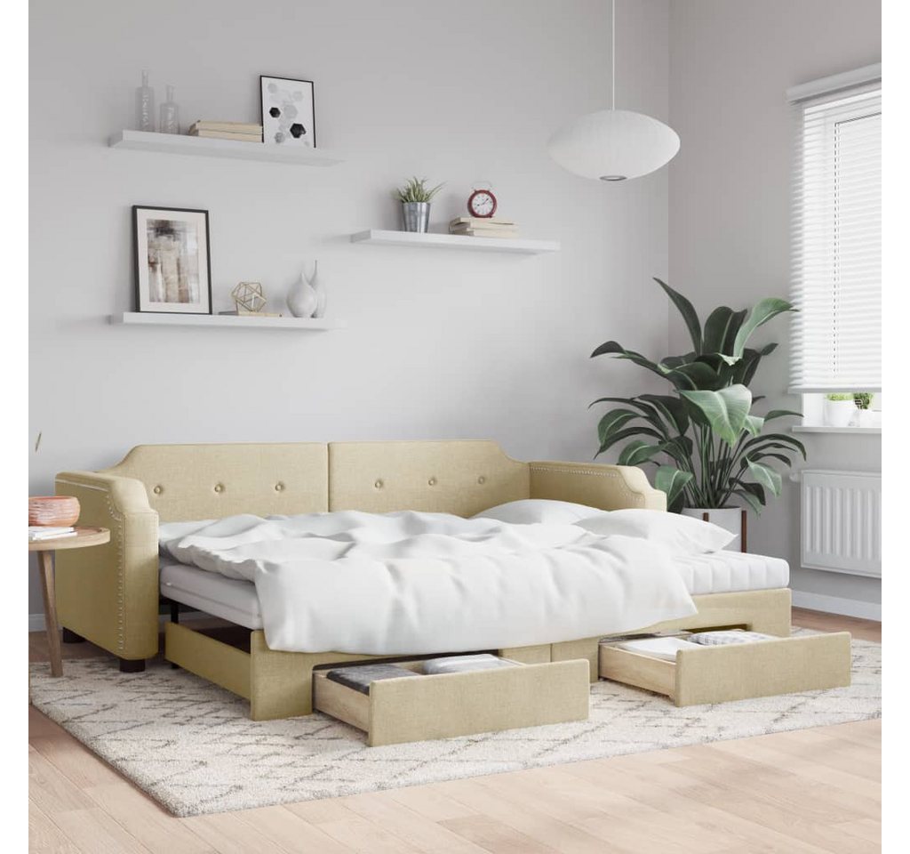 vidaXL Gästebett Gästebett Tagesbett Ausziehbar mit Schubladen Creme 80x200 günstig online kaufen