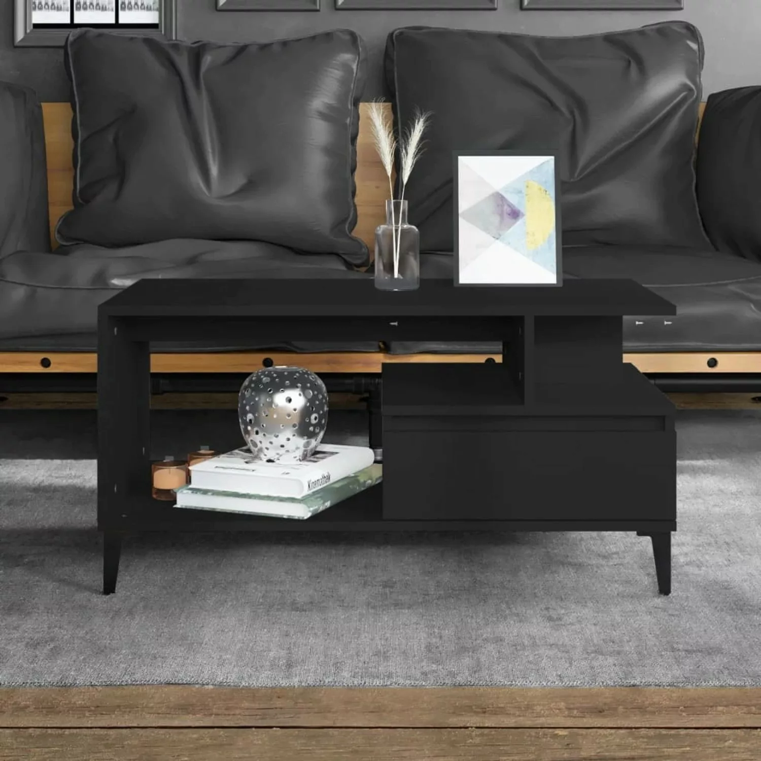 Vidaxl Couchtisch Schwarz 90x49x45 Cm Holzwerkstoff günstig online kaufen