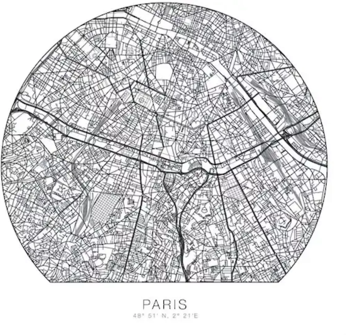Wall-Art Wandtattoo "Paris Tapete runder Stadtplan", (1 St.) günstig online kaufen