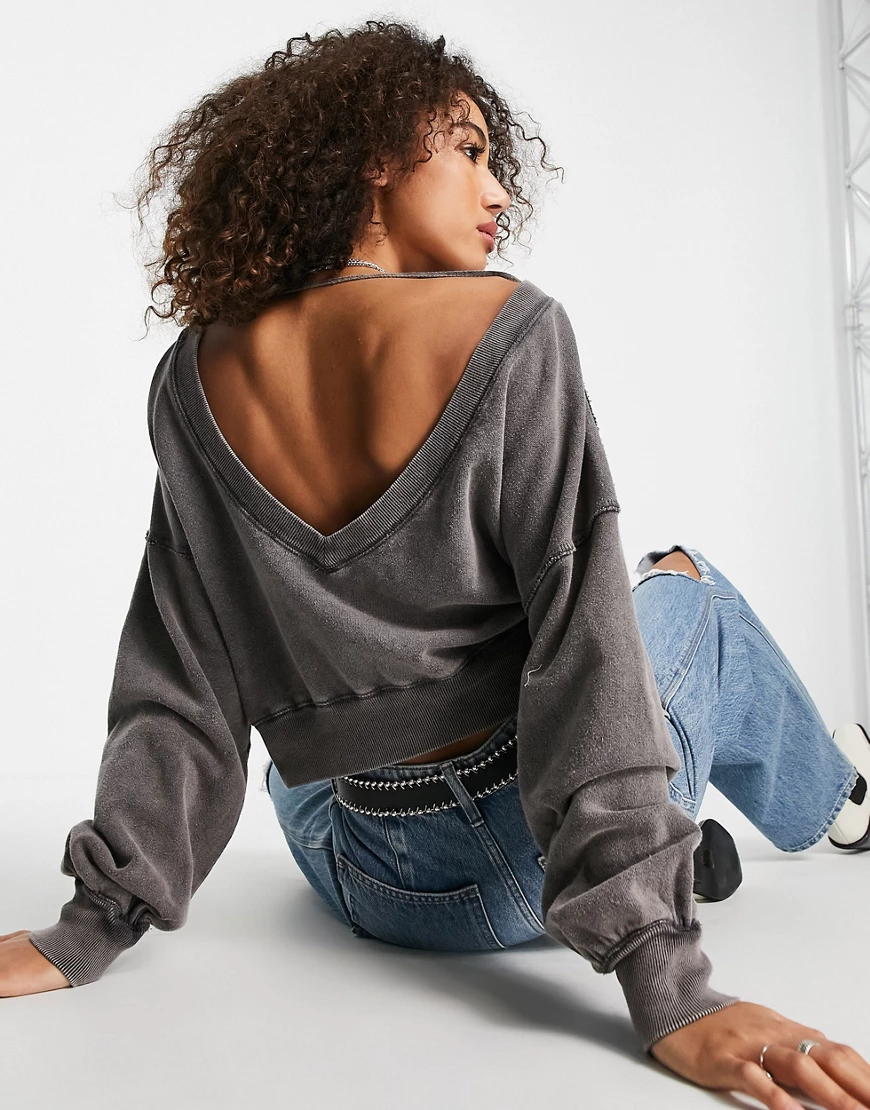 Free People – Take Me Back – Kurz geschnittenes Sweatshirt in verwaschenem günstig online kaufen