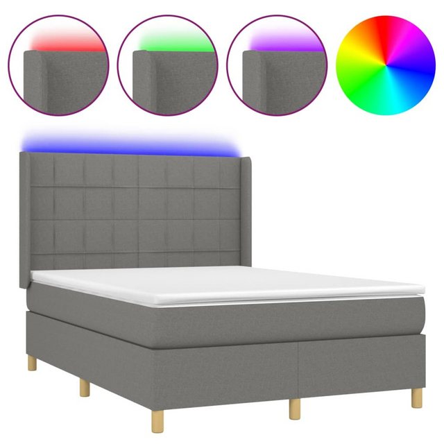 vidaXL Boxspringbett Bett Boxspringbett mit Matratze und LED Stoff (140 x 1 günstig online kaufen