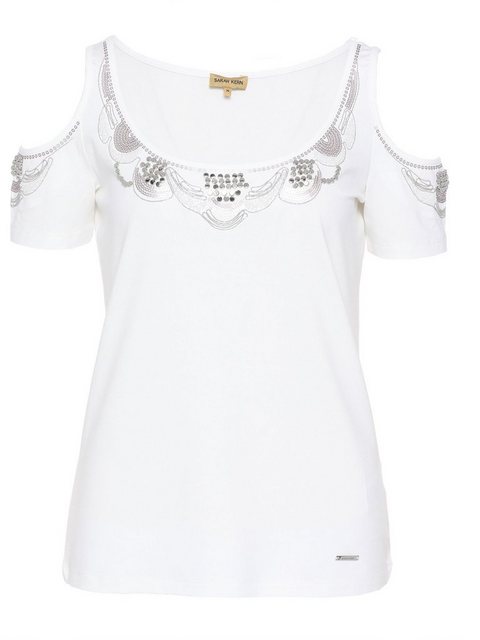 Sarah Kern Kurzarmshirt T-Shirt koerpernah im Off Shoulder Design günstig online kaufen