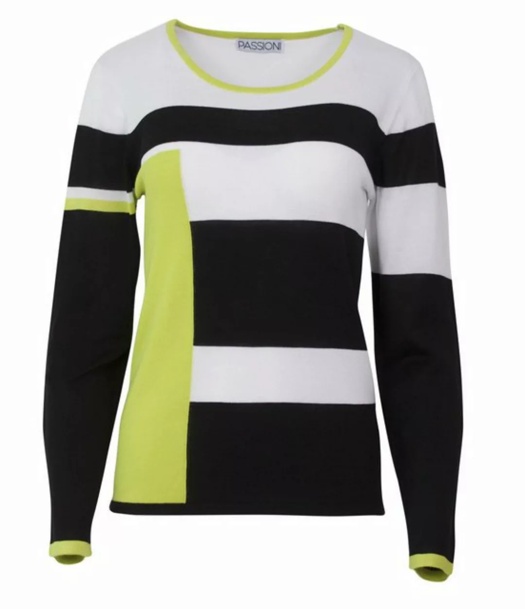 Passioni Strickpullover moderner Colourblock Pullover mit Rundhalsausschnit günstig online kaufen