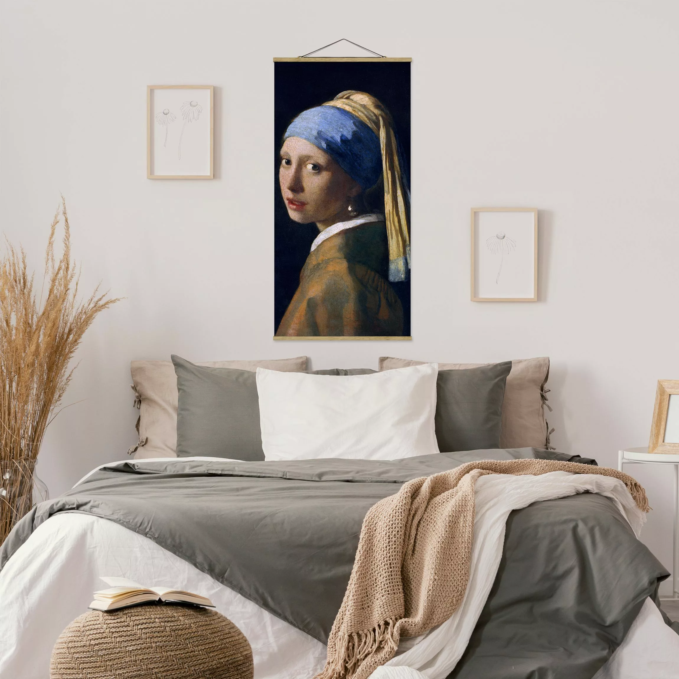 Stoffbild Kunstdruck mit Posterleisten - Hochformat Jan Vermeer van Delft - günstig online kaufen