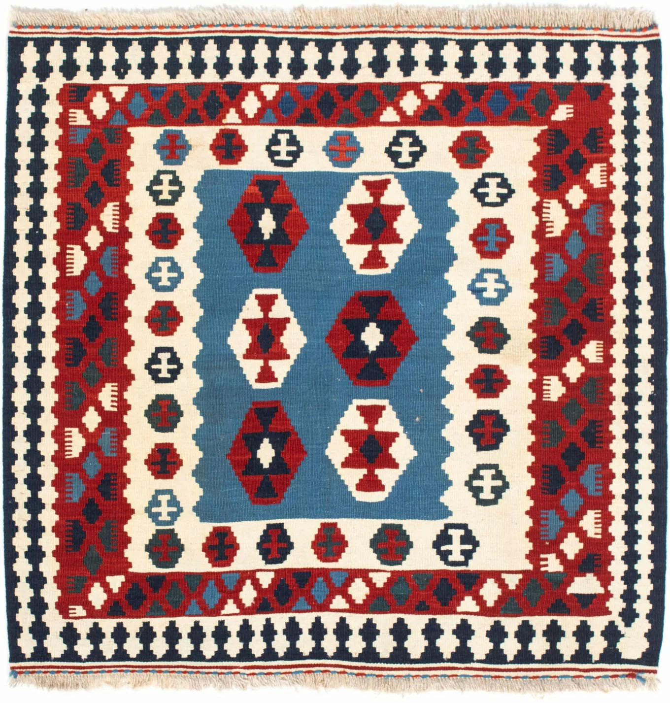 morgenland Wollteppich »Kelim - Oriental quadratisch - 107 x 102 cm - blau« günstig online kaufen