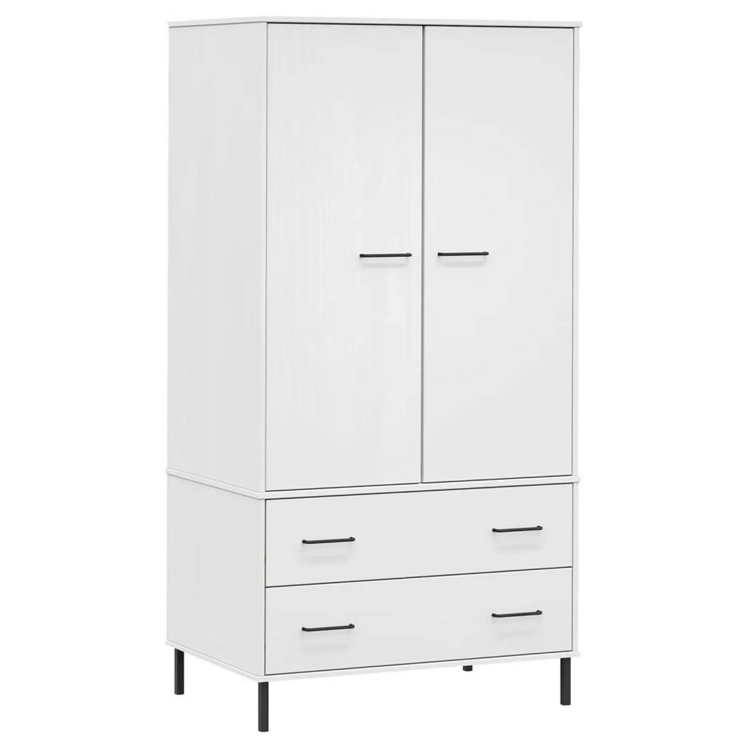 vidaXL Kleiderschrank OSLO Metallbeine Weiß 90x55x172,5 cm Massivholz günstig online kaufen