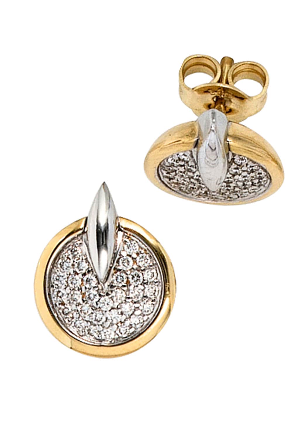 JOBO Paar Ohrstecker "Ohrringe mit 60 Diamanten", 585 Gold bicolor günstig online kaufen