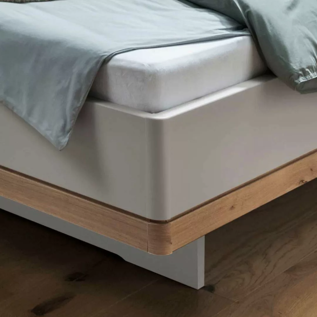 Modernes Komfortbett in Beige und Eiche Bianco Nachtkonsolen (dreiteilig) günstig online kaufen