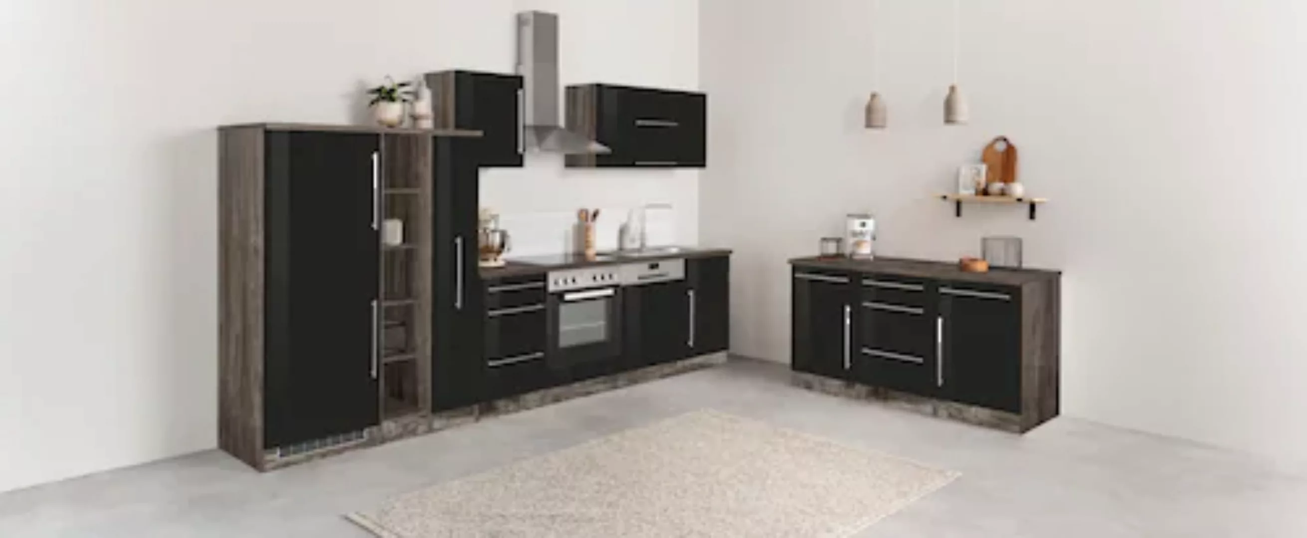 Kochstation Küchenzeile "KS-Samos", mit E-Geräten, Breite 340 cm günstig online kaufen