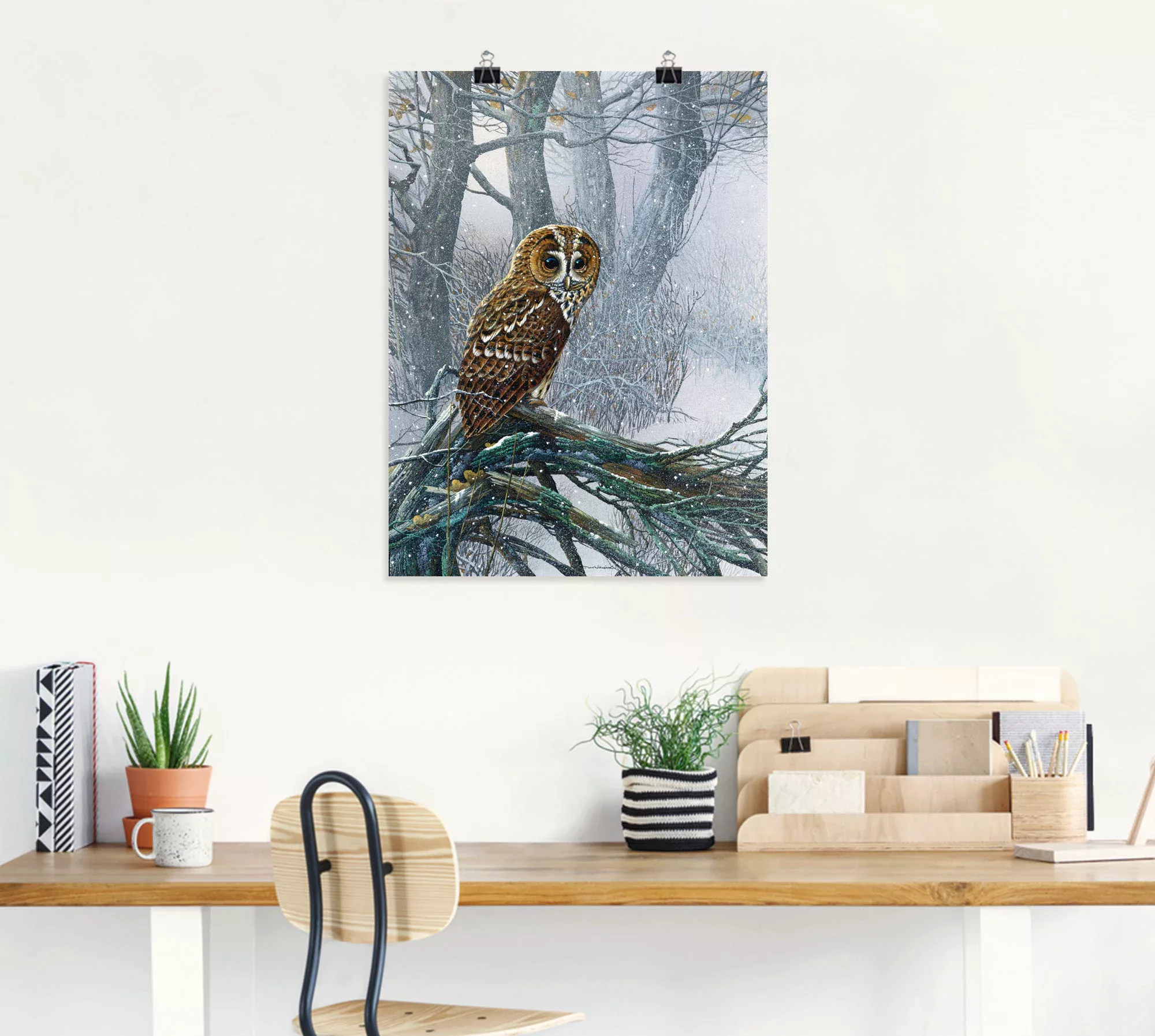 Artland Wandbild "Eule in verschneitem Wald", Vögel, (1 St.), als Leinwandb günstig online kaufen