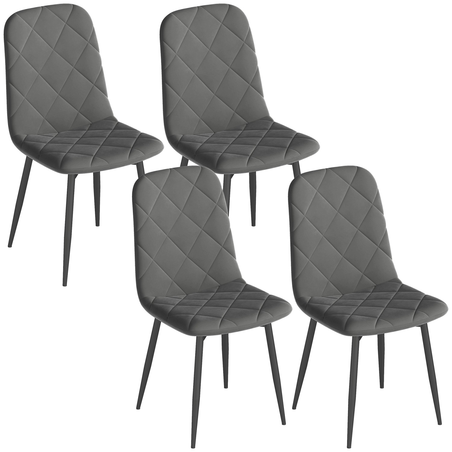 HOMCOM Esszimmerstühle Polyester Stahl 45L x 54B x 87H cm Grau günstig online kaufen