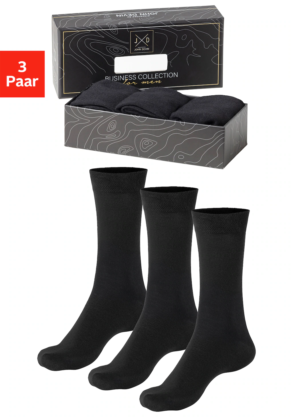 John Devin Businesssocken, (Packung, 3 Paar), mit längerer Schaftlänge, ver günstig online kaufen