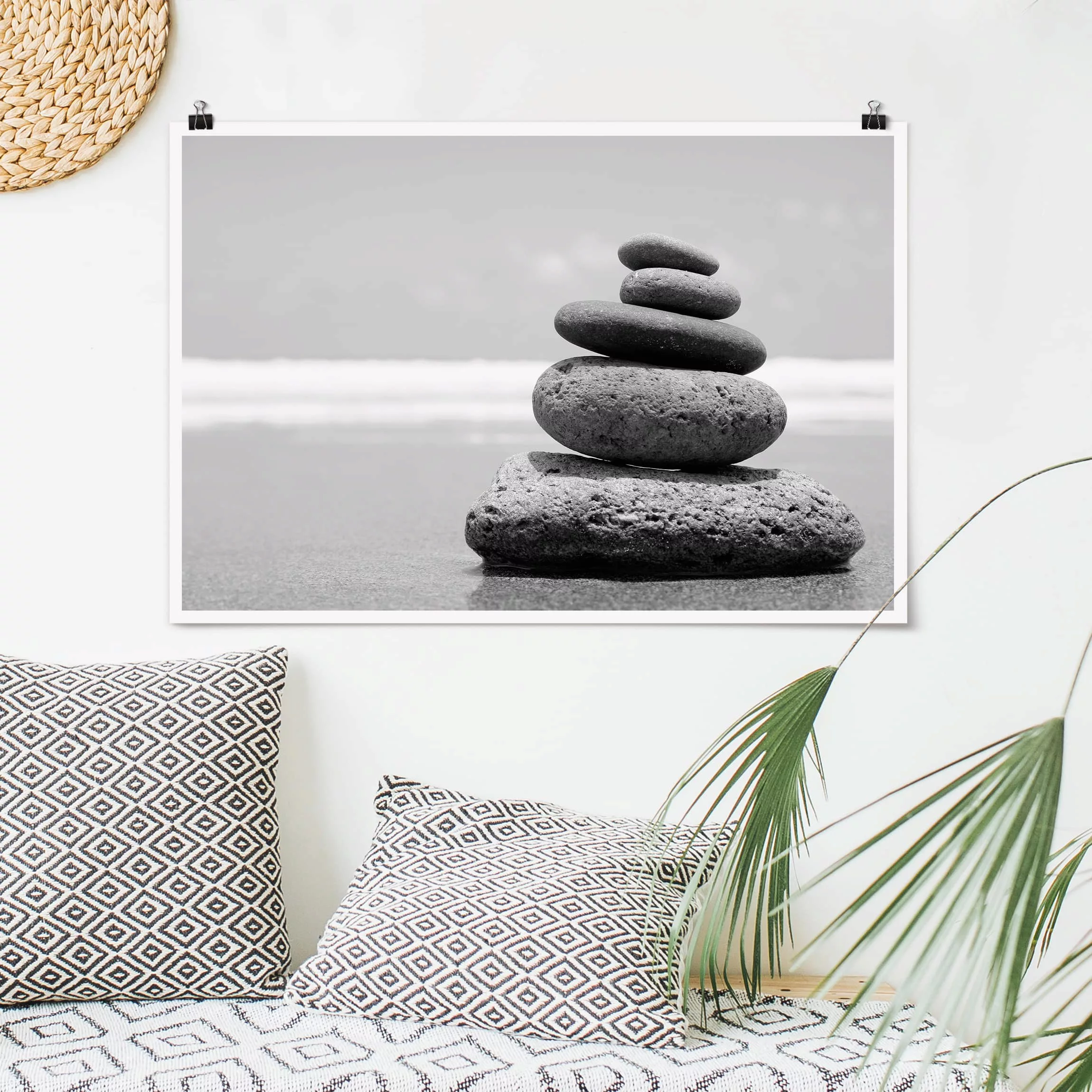 Poster Schwarz-Weiß - Querformat Sand Stones No.2 günstig online kaufen