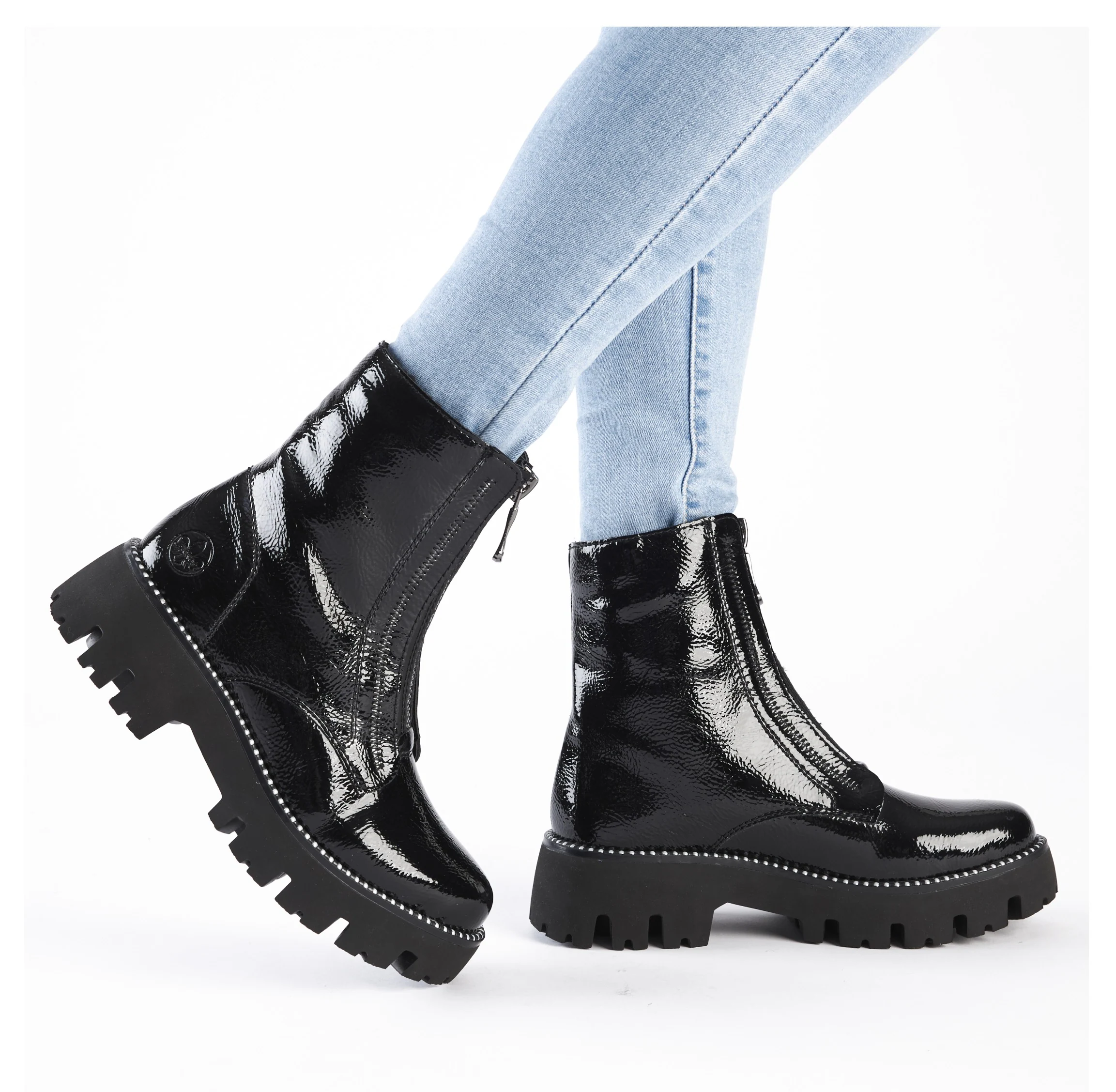 Rieker Winterstiefelette, Boots, Front Reißverschluss, Profilsohle, Nieten günstig online kaufen