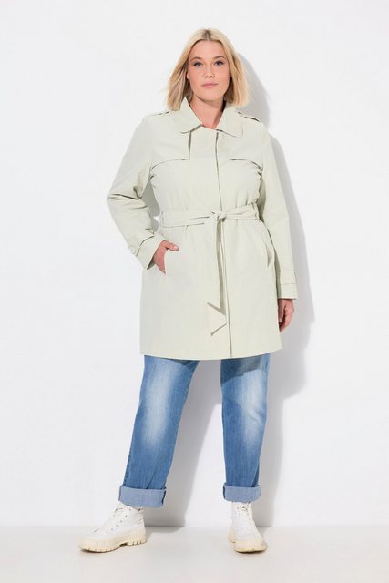 Ulla Popken Wintermantel Trenchcoat A-Linie Hemdkragen Bindegürtel günstig online kaufen