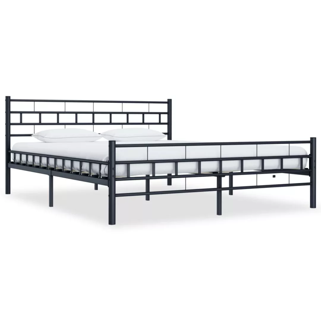 Bettgestell Schwarz Stahl 200x200 Cm günstig online kaufen