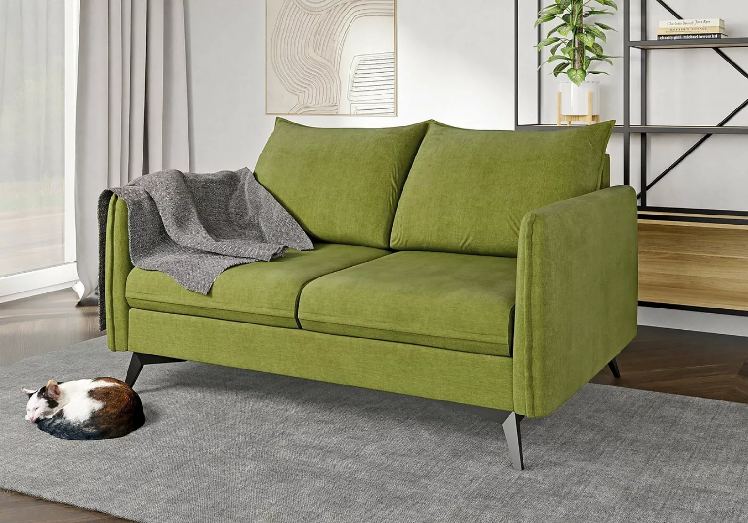 S-Style Möbel 2-Sitzer Modernes Sofa Azalea mit Schwarz Metall Füßen, mit W günstig online kaufen