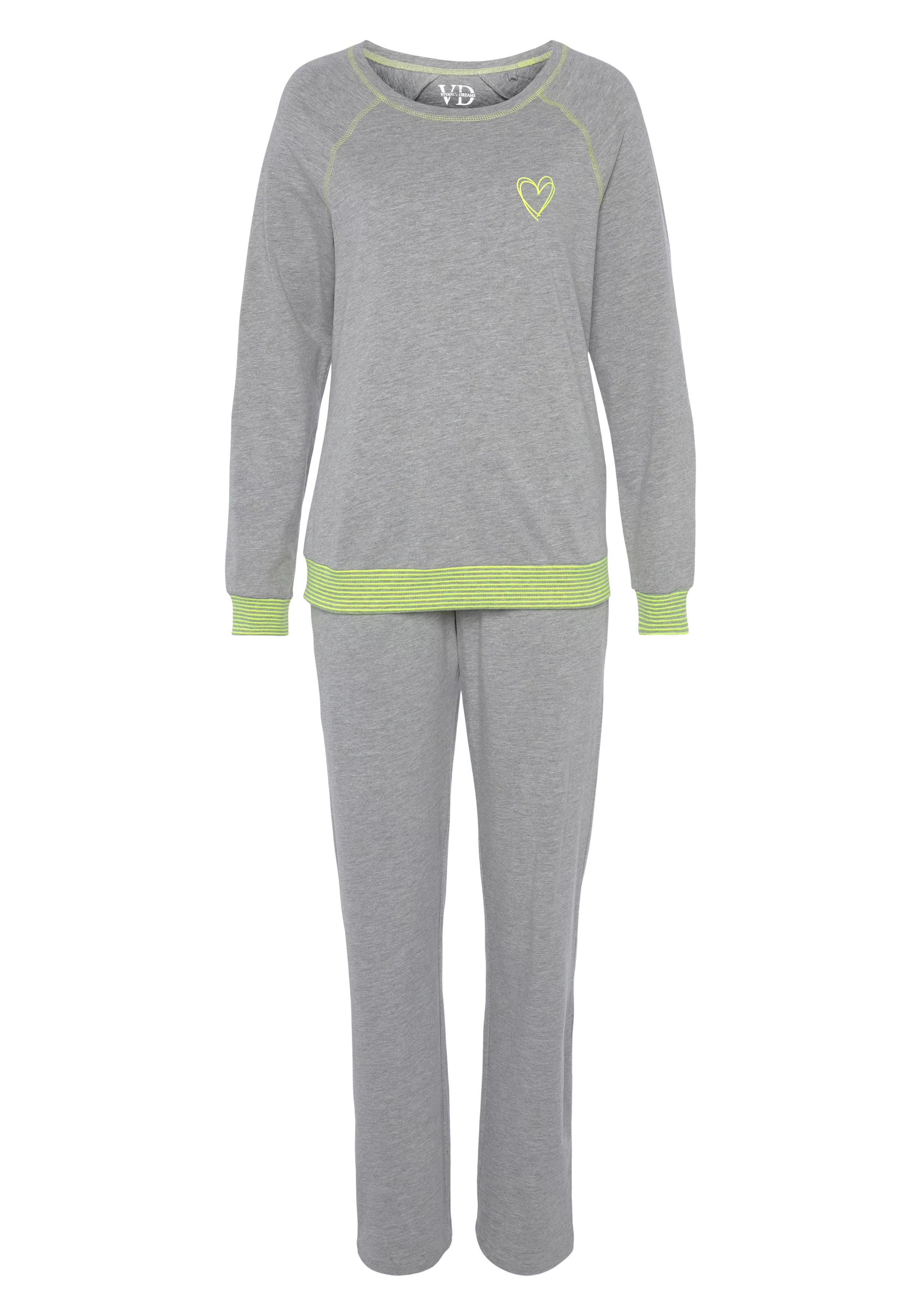 Vivance Dreams Pyjama, (2 tlg.), mit dekorativen Flatlock-Nähten in Neonfar günstig online kaufen