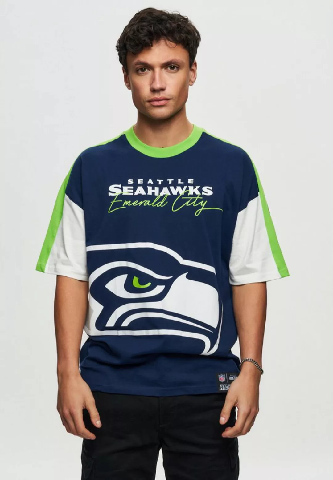 Recovered T-Shirt NFL Seahawks Seattle Cut and Sew Oversized günstig online kaufen