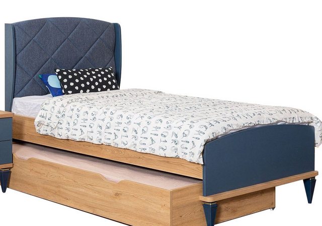 JVmoebel Kinderbett Blaues Kinderzimmer Polsterbett Designer Bettrahmen Hol günstig online kaufen