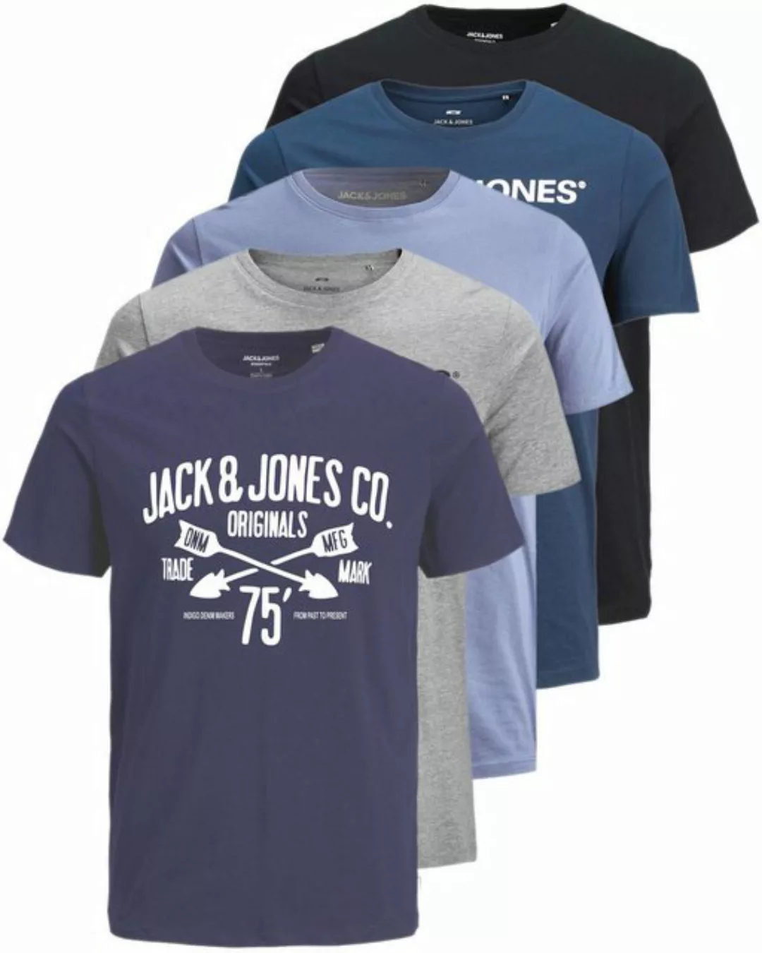 Jack & Jones Print-Shirt Bedrucktes T-Shirt aus Baumwolle (5er-Pack) günstig online kaufen