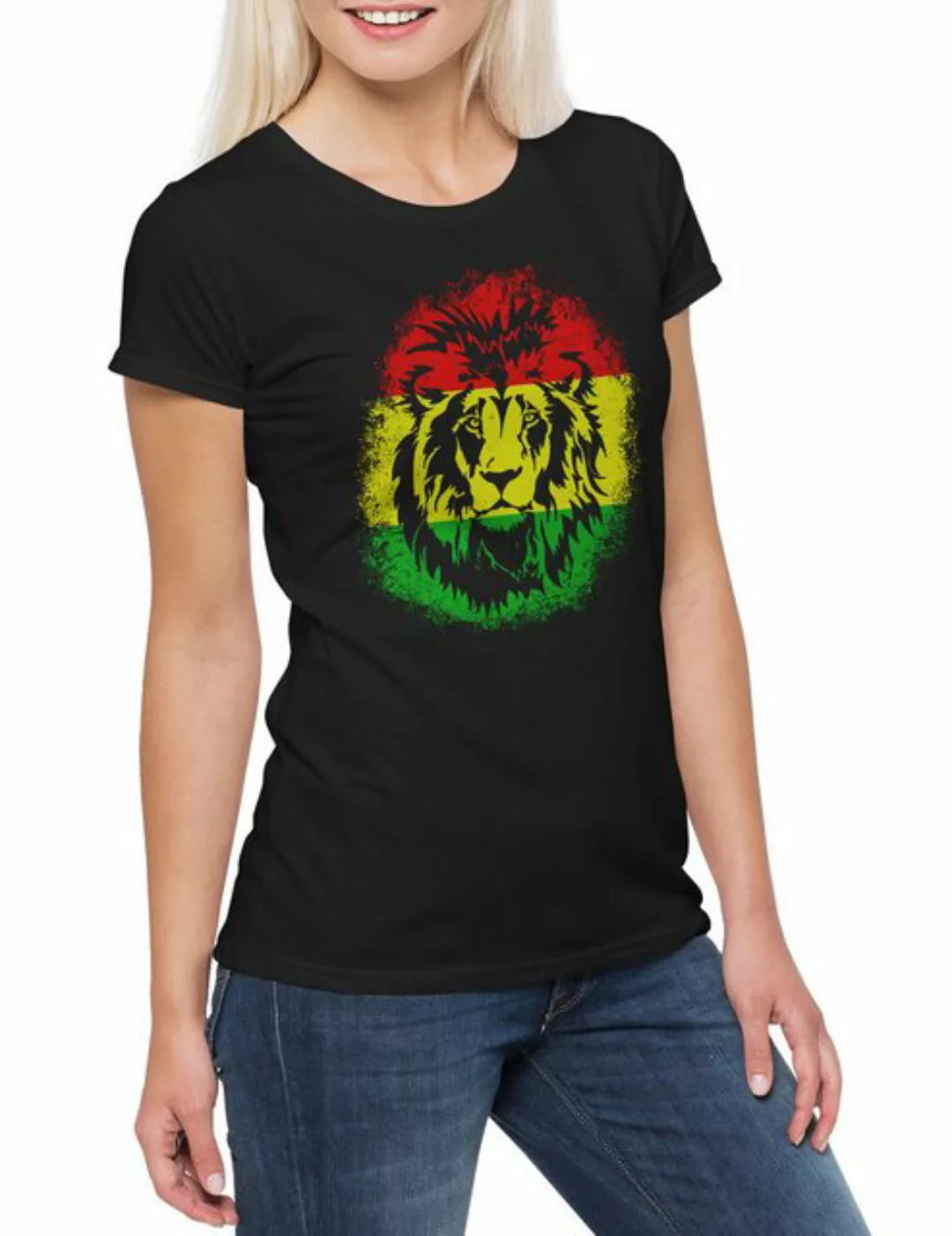 Urban Backwoods Print-Shirt Zion Lion II Damen T-Shirt Löwe Reggae Music Mu günstig online kaufen