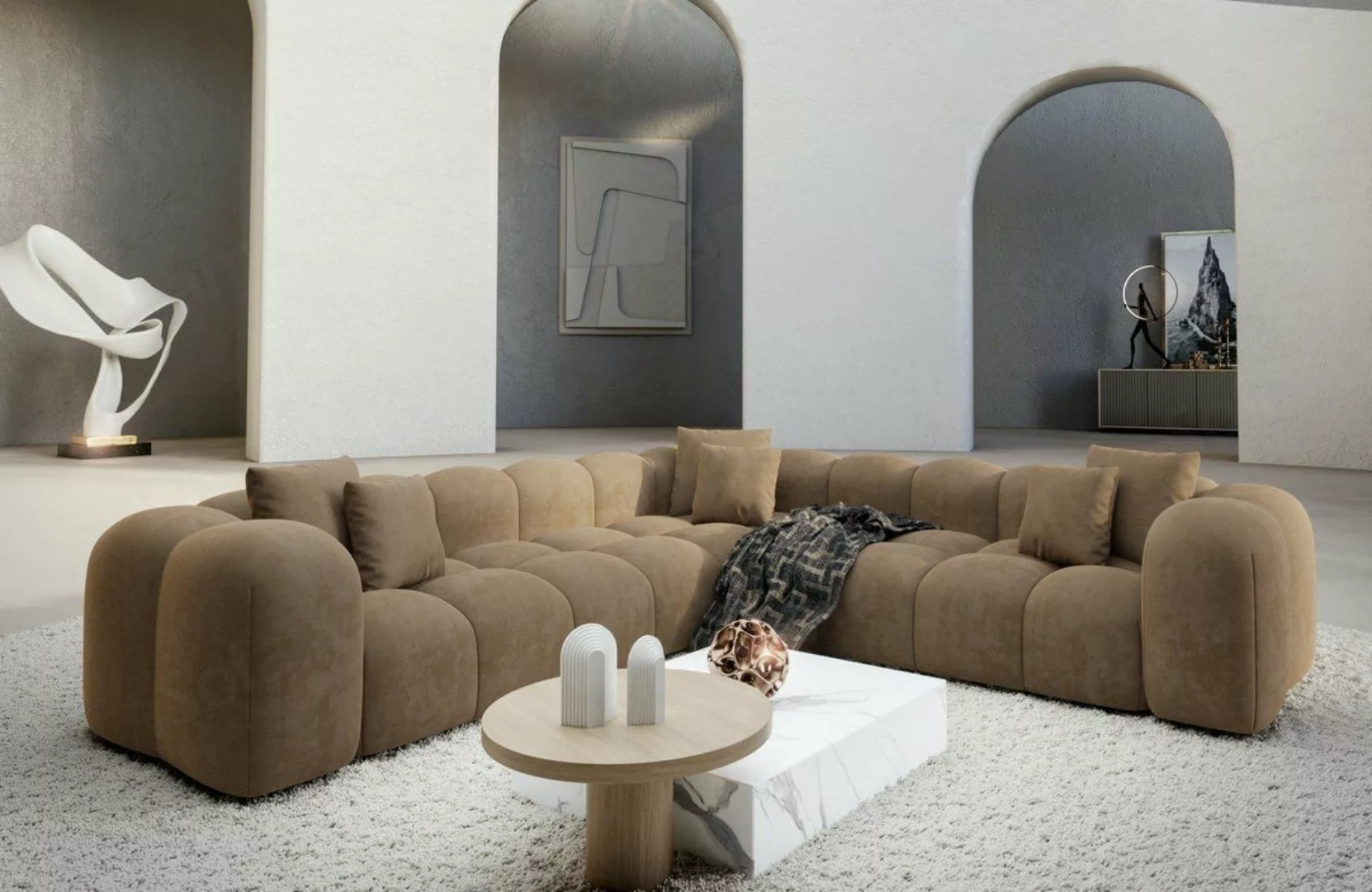 Sofa Dreams Ecksofa Design Stoff Samtstoff Couch Formentera L Form Stoffsof günstig online kaufen