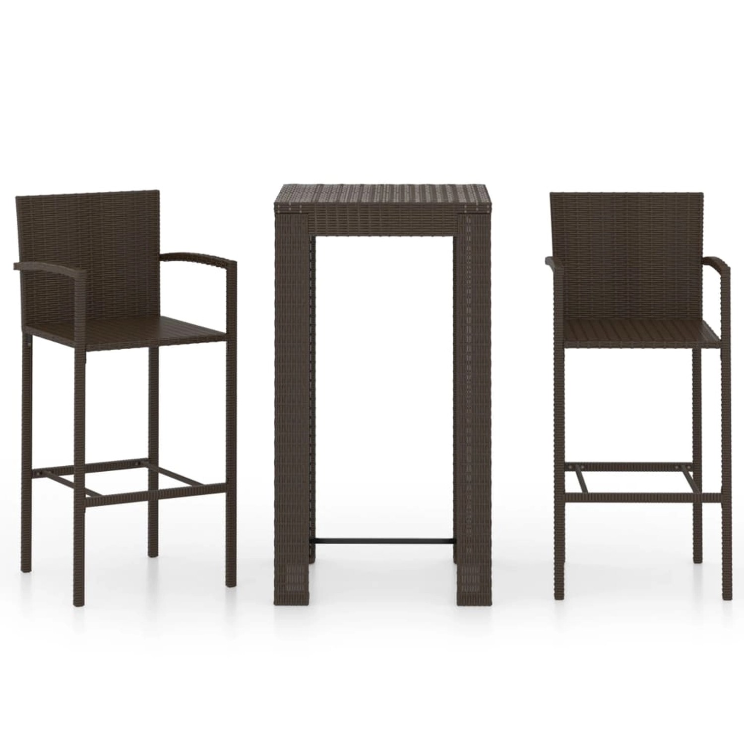 3-tlg. Garten-bar-set Mit Armlehnen Poly Rattan Braun günstig online kaufen