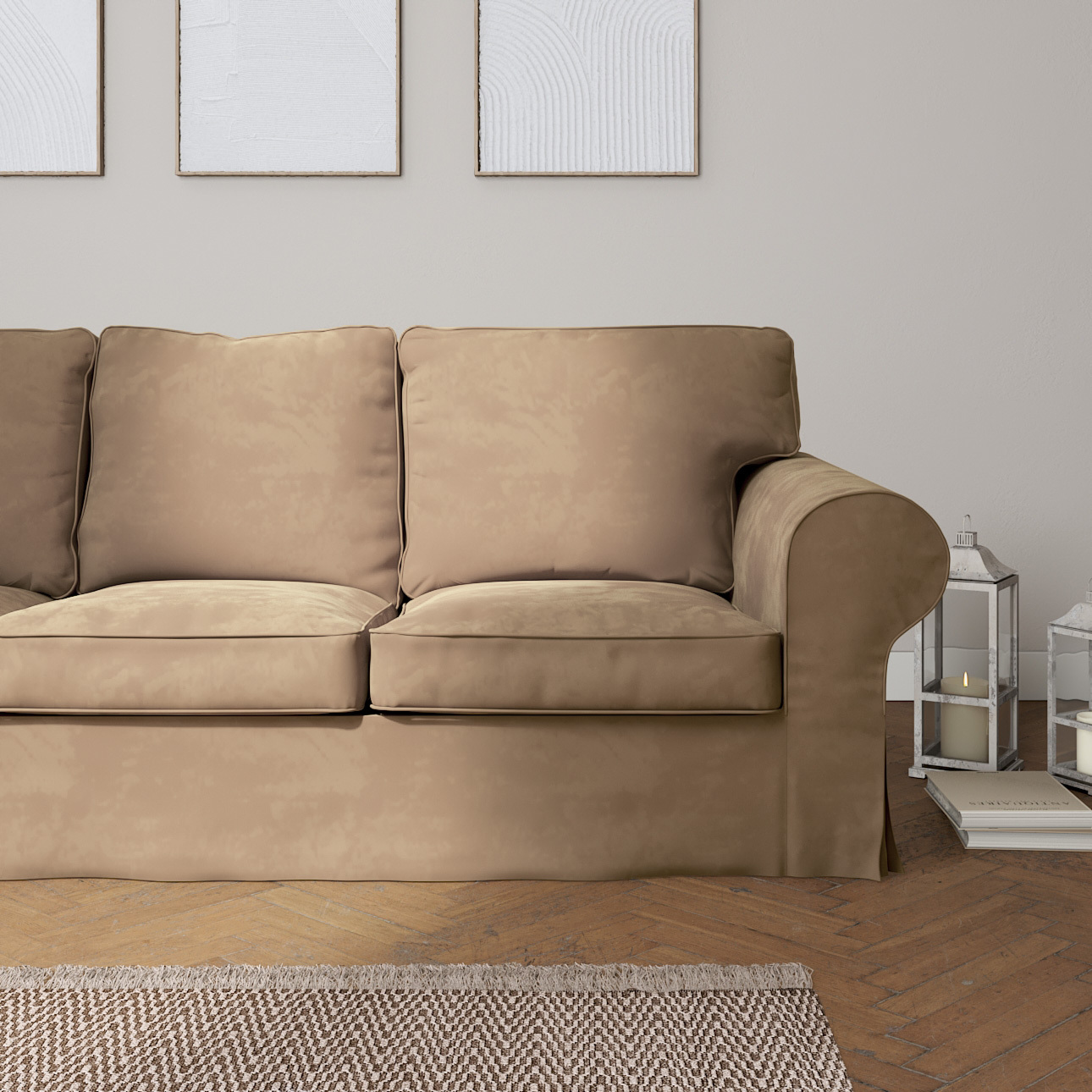 Bezug für Ektorp 3-Sitzer Sofa nicht ausklappbar, beige, Sofabezug für Ekto günstig online kaufen