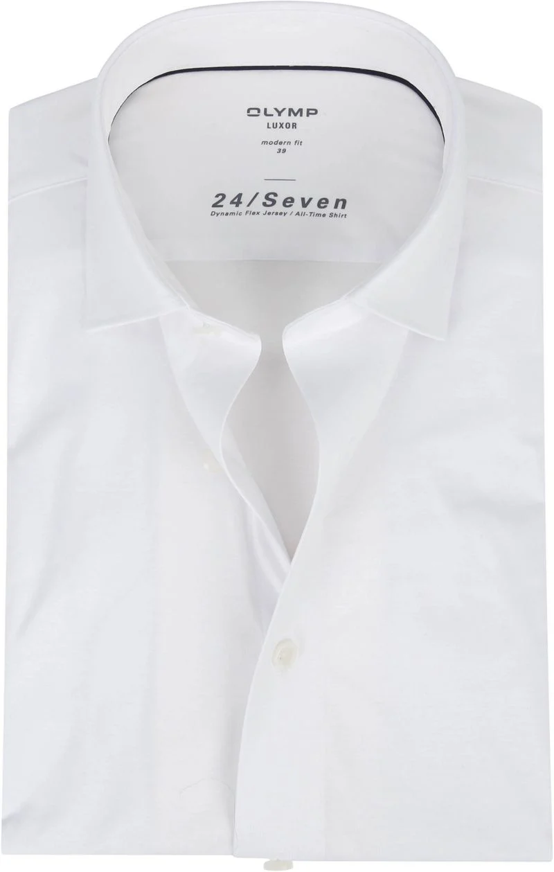 OLYMP Luxor Jersey Stretch Shirt 24/Seven Weiß - Größe 43 günstig online kaufen