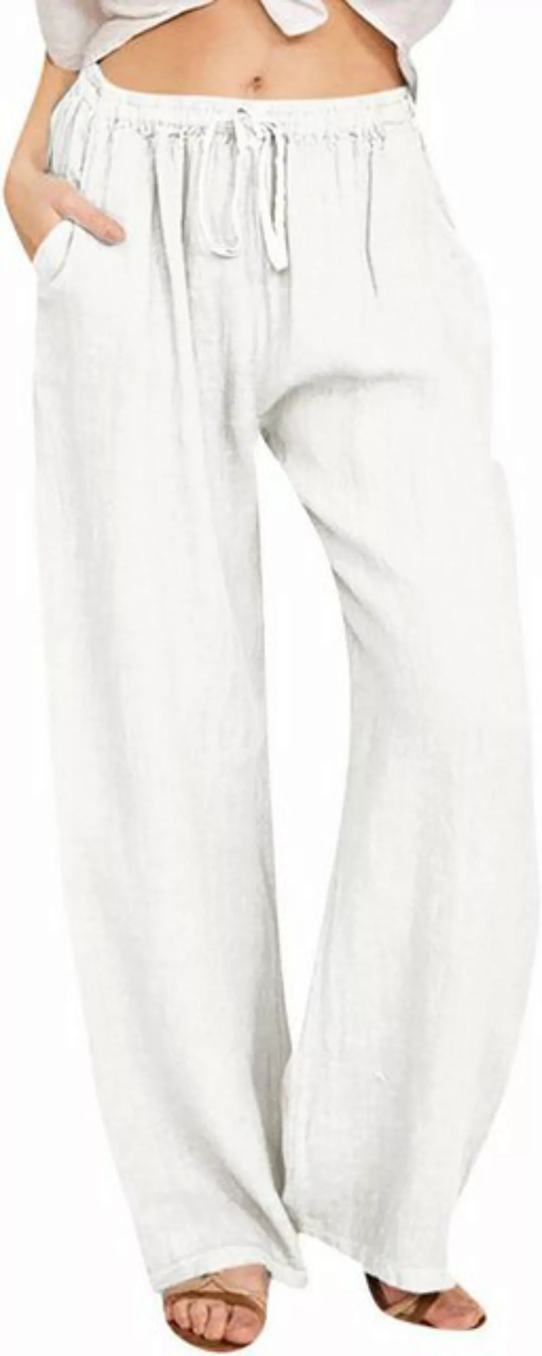 ZWY Loungepants Bequeme Damen Leinenhose mit weitem Bein für Freizeit und S günstig online kaufen