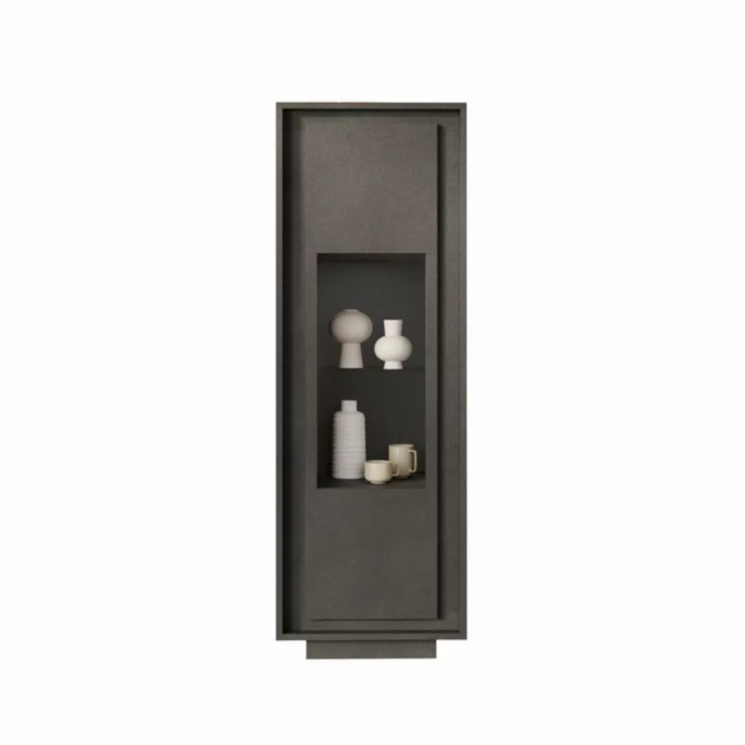 freiraum Vitrine Siena 1 Tür,3 Böden, Soft-Close, Lava anthrazit - 67x197x4 günstig online kaufen