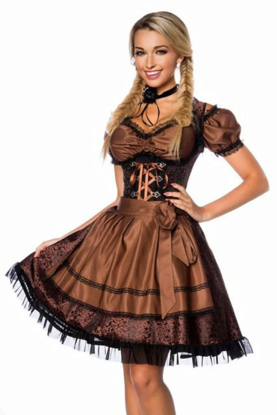 Dirndline Dirndl 3-tlg. Trachten Set: Premium Jacquard Dirndl Bluse Schürze günstig online kaufen