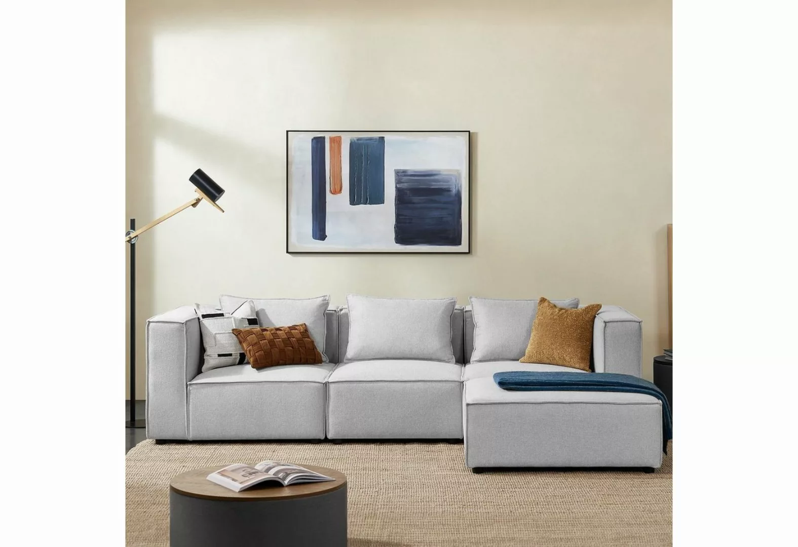 Juskys Ecksofa Domas, 4 Teile, L, modulare Couch für Wohnzimmer, 3 Sitzer m günstig online kaufen