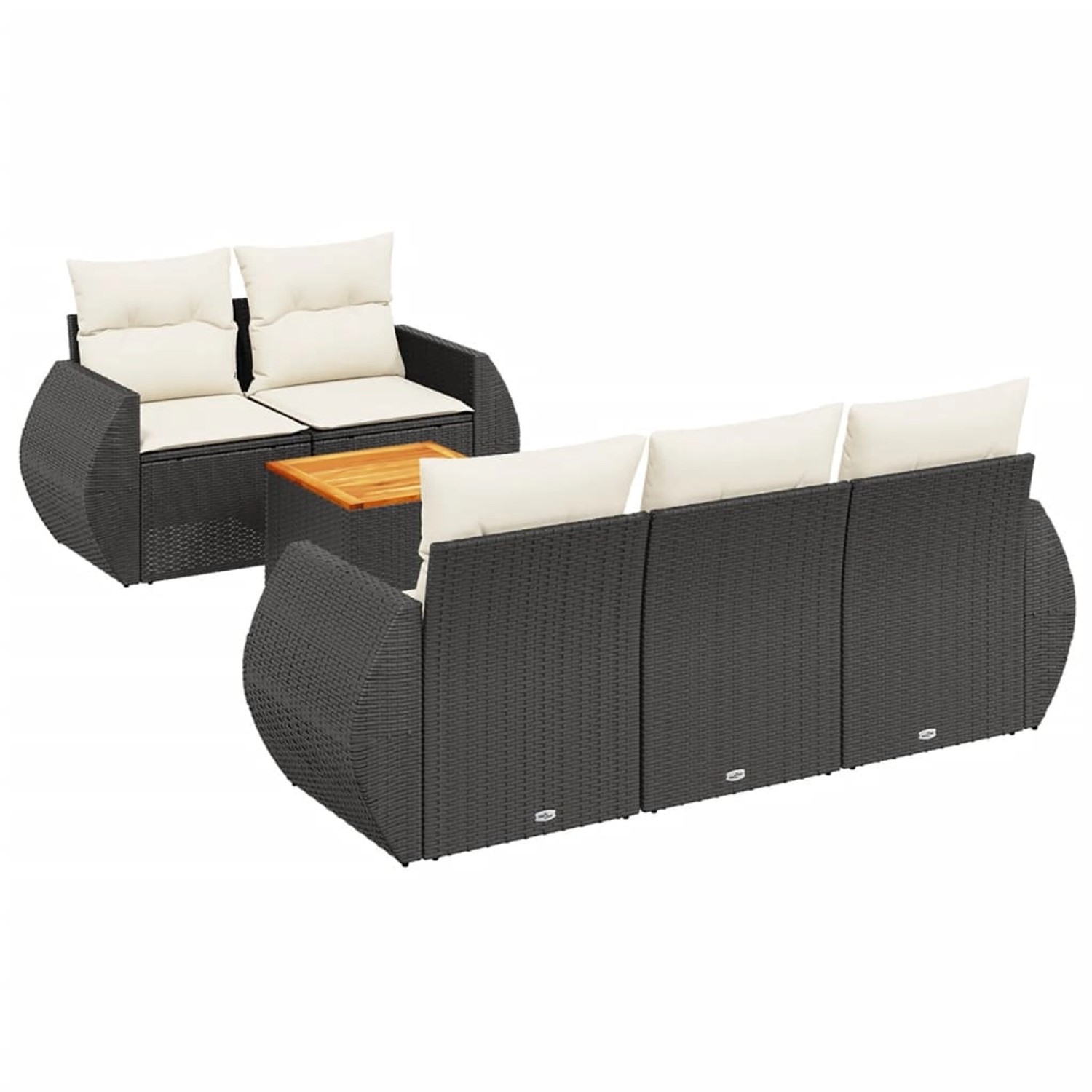 vidaXL 6-Tlg Garten-Sofagarnitur mit Kissen Schwarz Poly Rattan 3224887 günstig online kaufen
