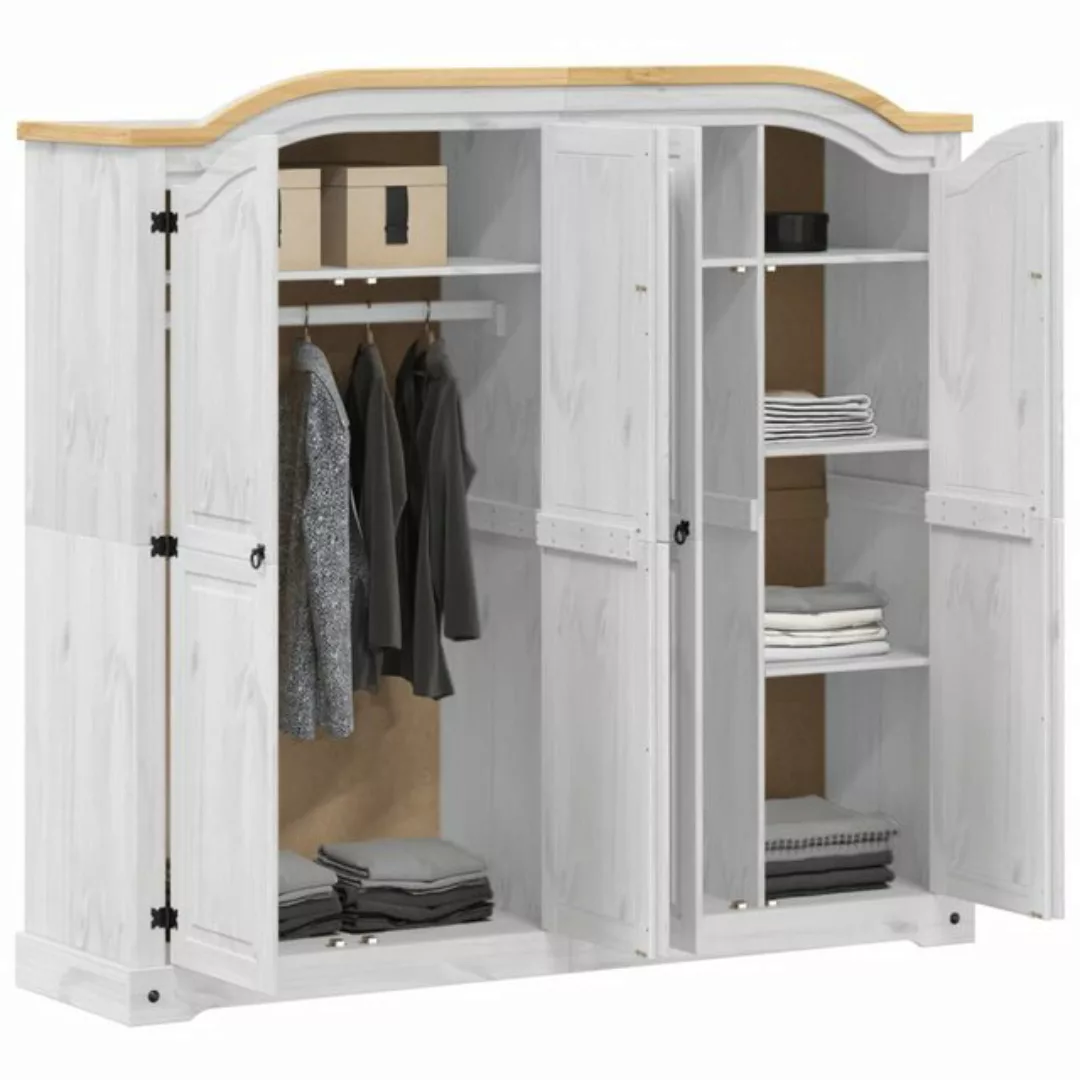 vidaXL Kleiderschrank Kleiderschrank Corona Weiß 194x52x186 cm Massivholz K günstig online kaufen