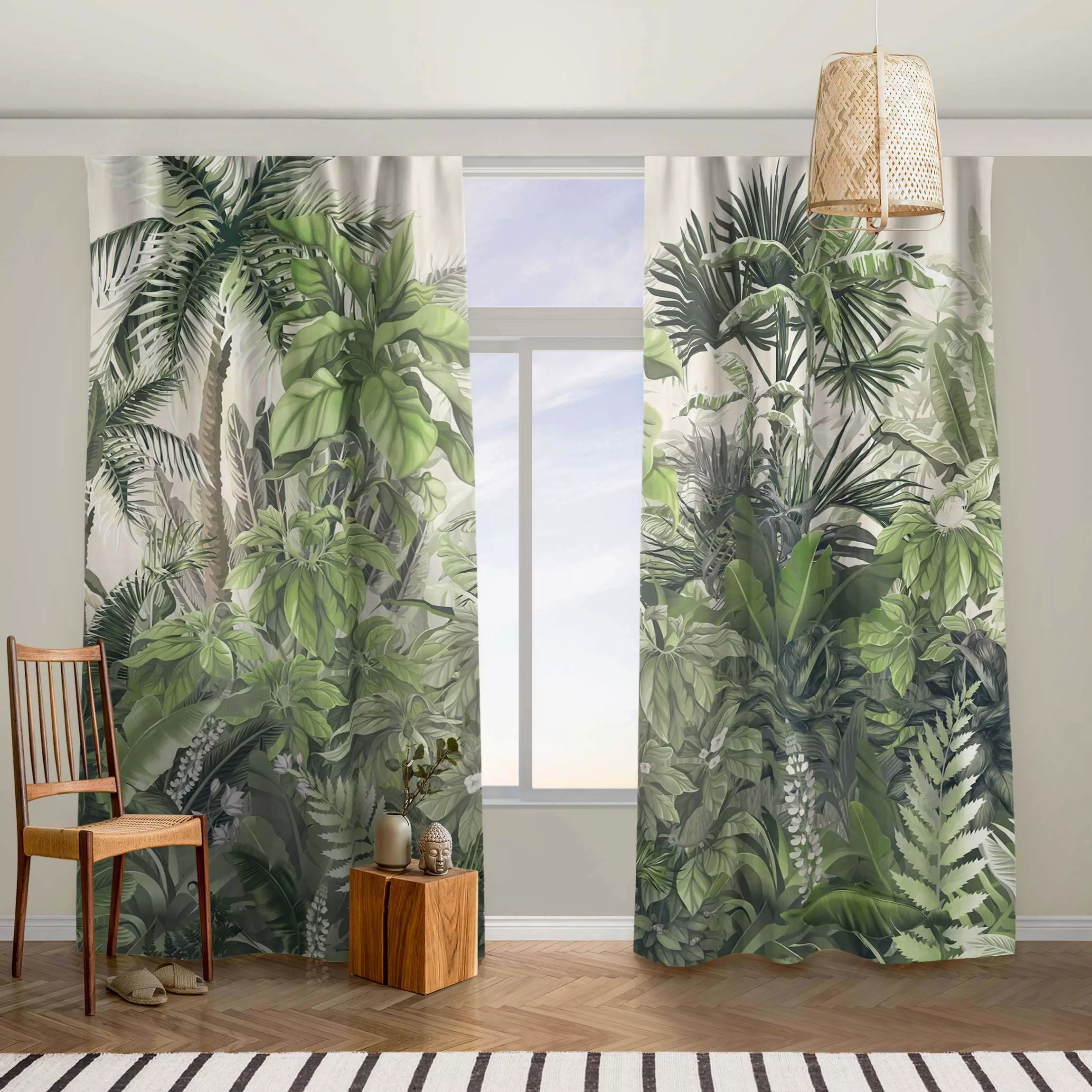 Vorhang Dschungelpflanzen in Grün günstig online kaufen